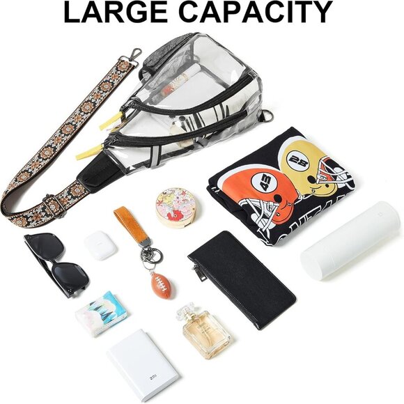 Clear Bag for Stadium Events Transparent Crossbody Bag Clear Purse for Women&Men - Picture 4 of 8